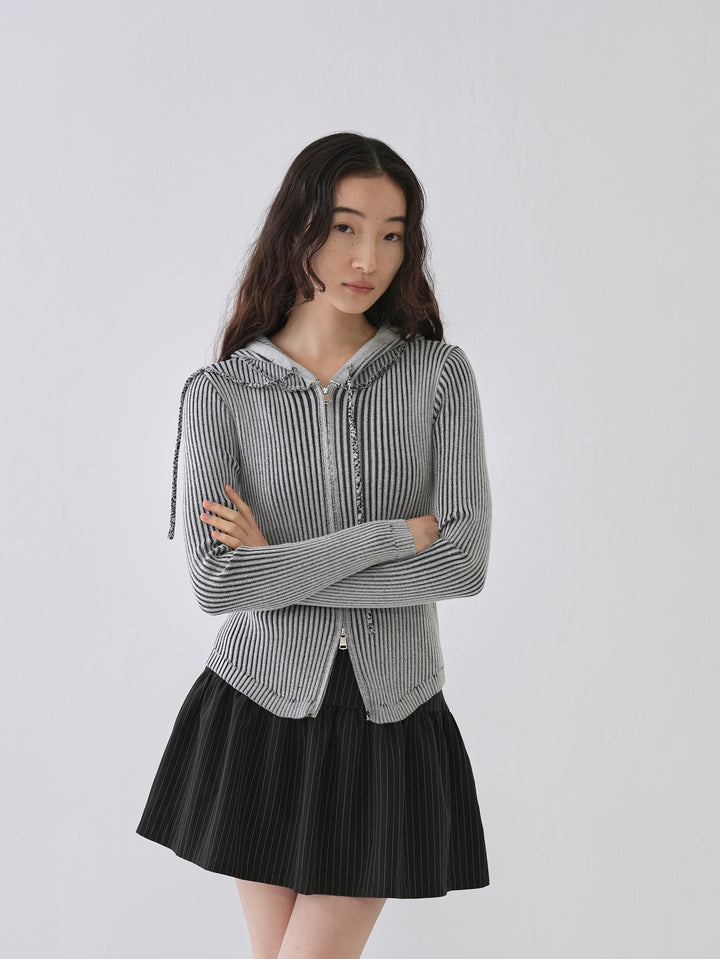 【10月6日発送予定】double zip rib knit