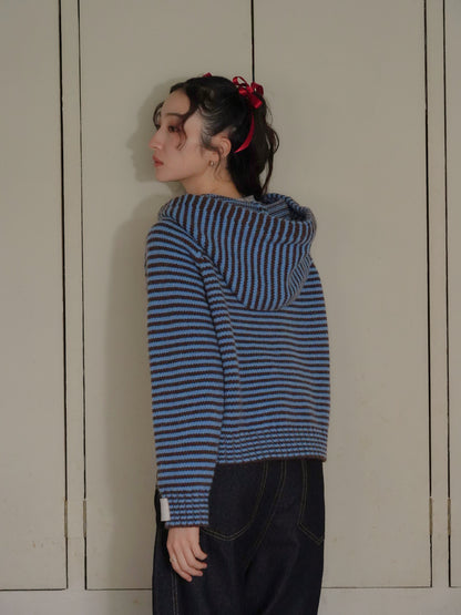 border knit zip hoodie