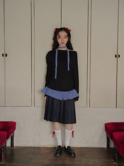 layered check offshoulder tee