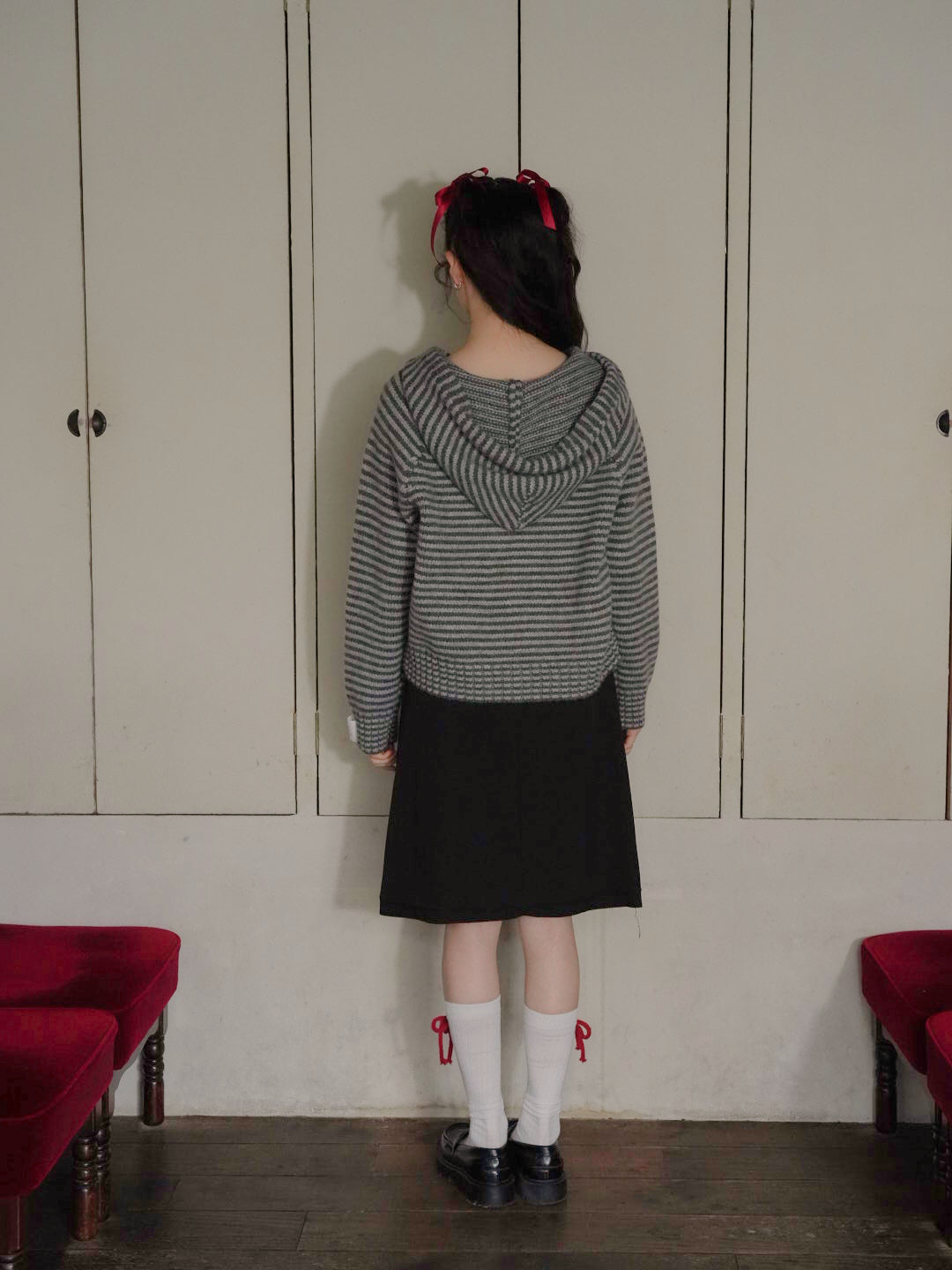 border knit zip hoodie