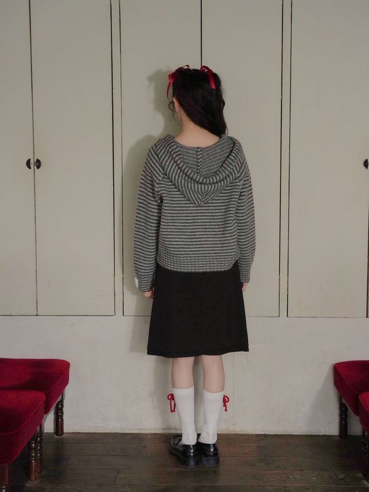 border knit zip hoodie