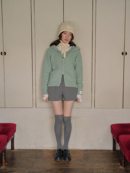 border knit zip hoodie