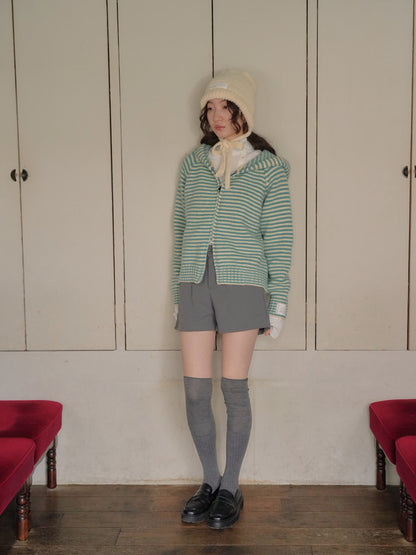 border knit zip hoodie