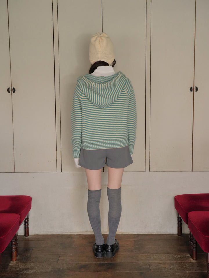 border knit zip hoodie