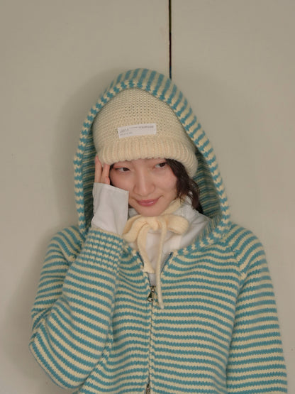 border knit zip hoodie