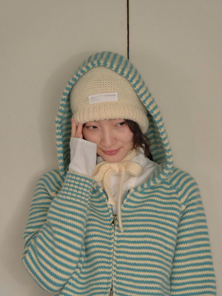 border knit zip hoodie