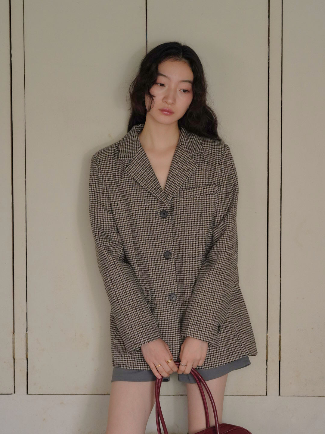 houndstooth oversized jacket