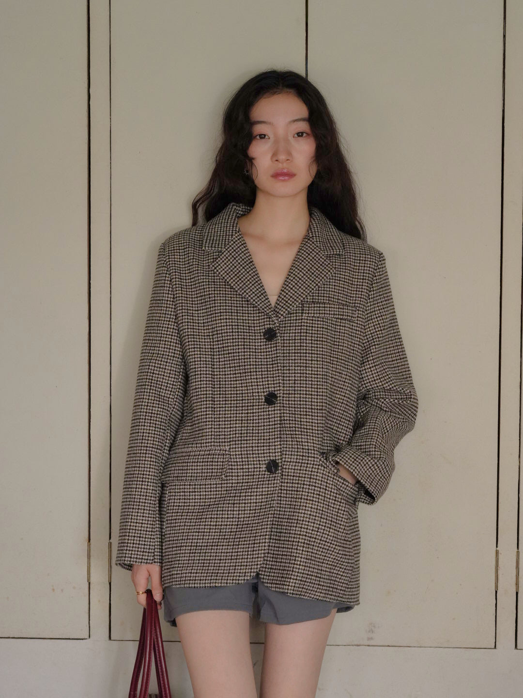 houndstooth oversized jacket