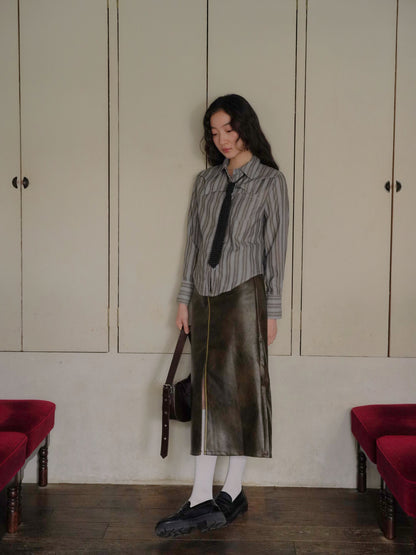 faux leather long skirt