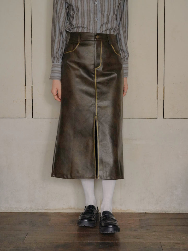 leather long skirt