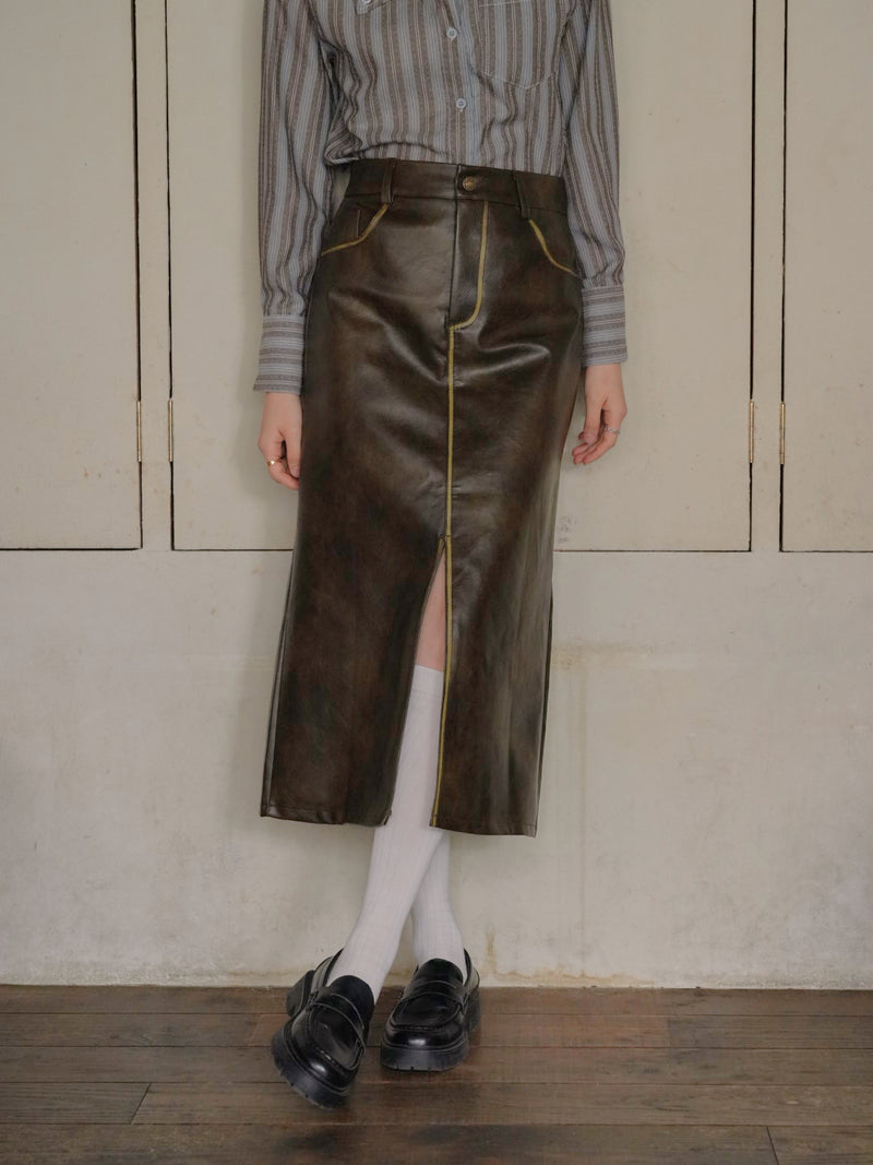leather long skirt