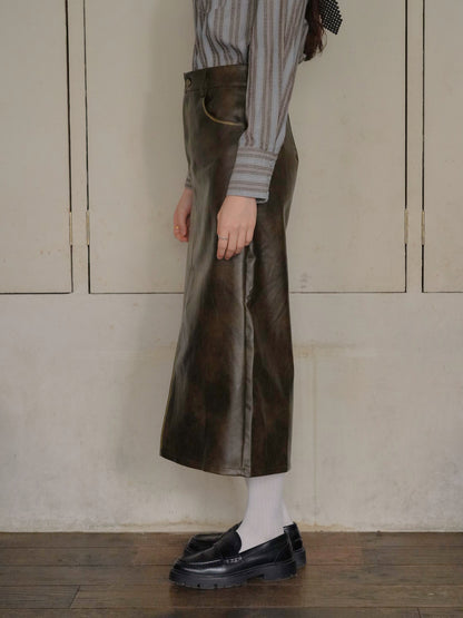 faux leather long skirt