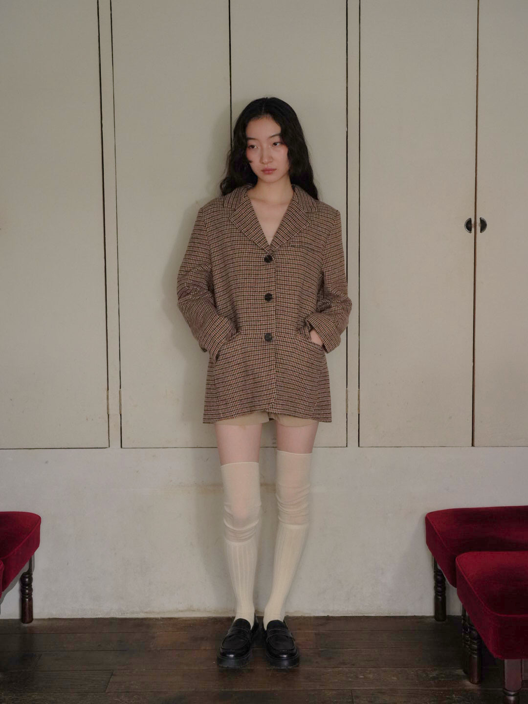 houndstooth oversized jacket