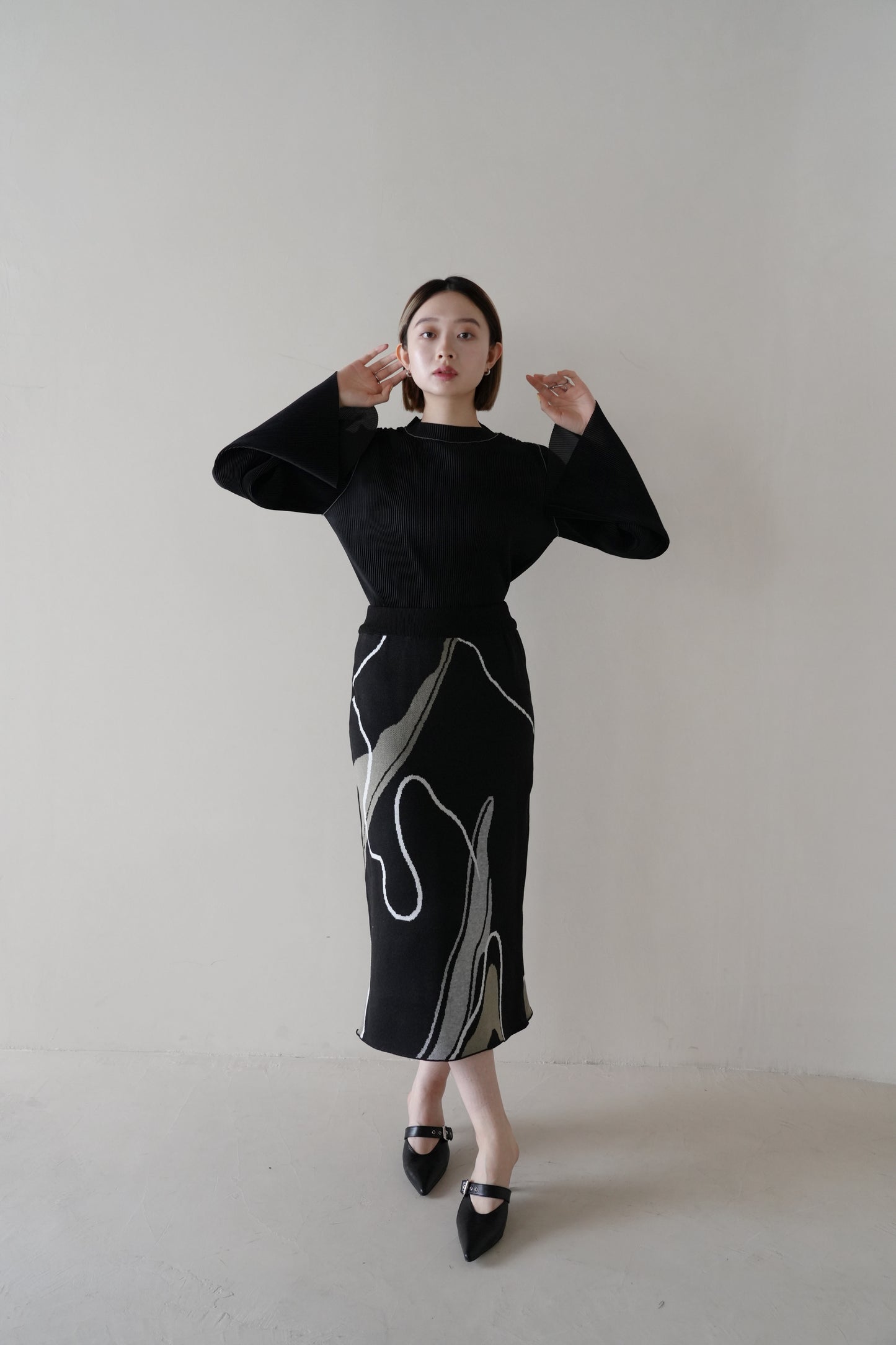 nuance wave knit skirt