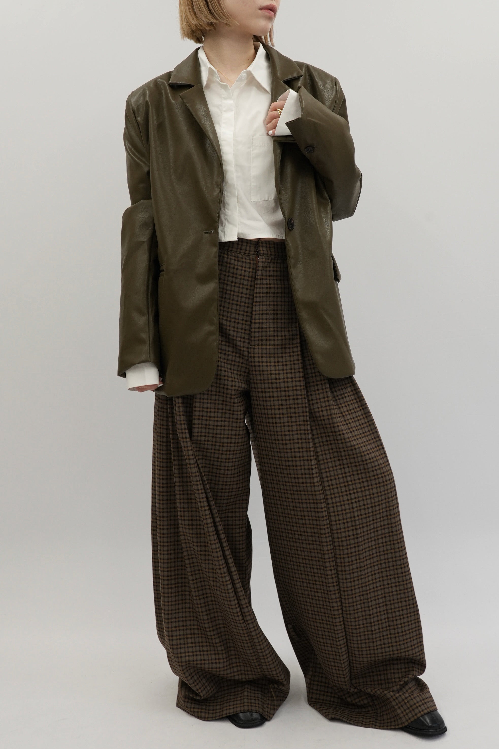 faux leather over jacket