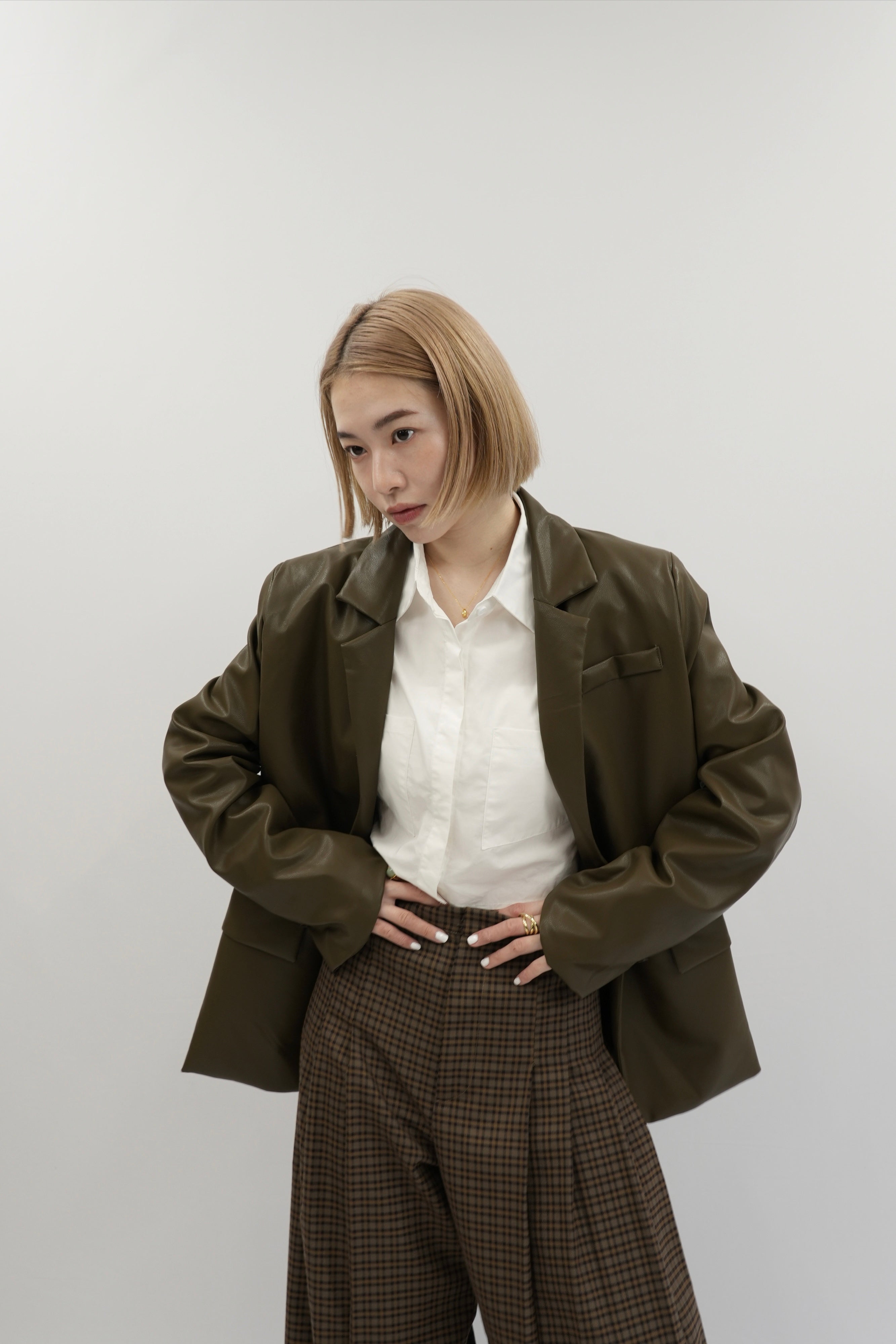 faux leather over jacket