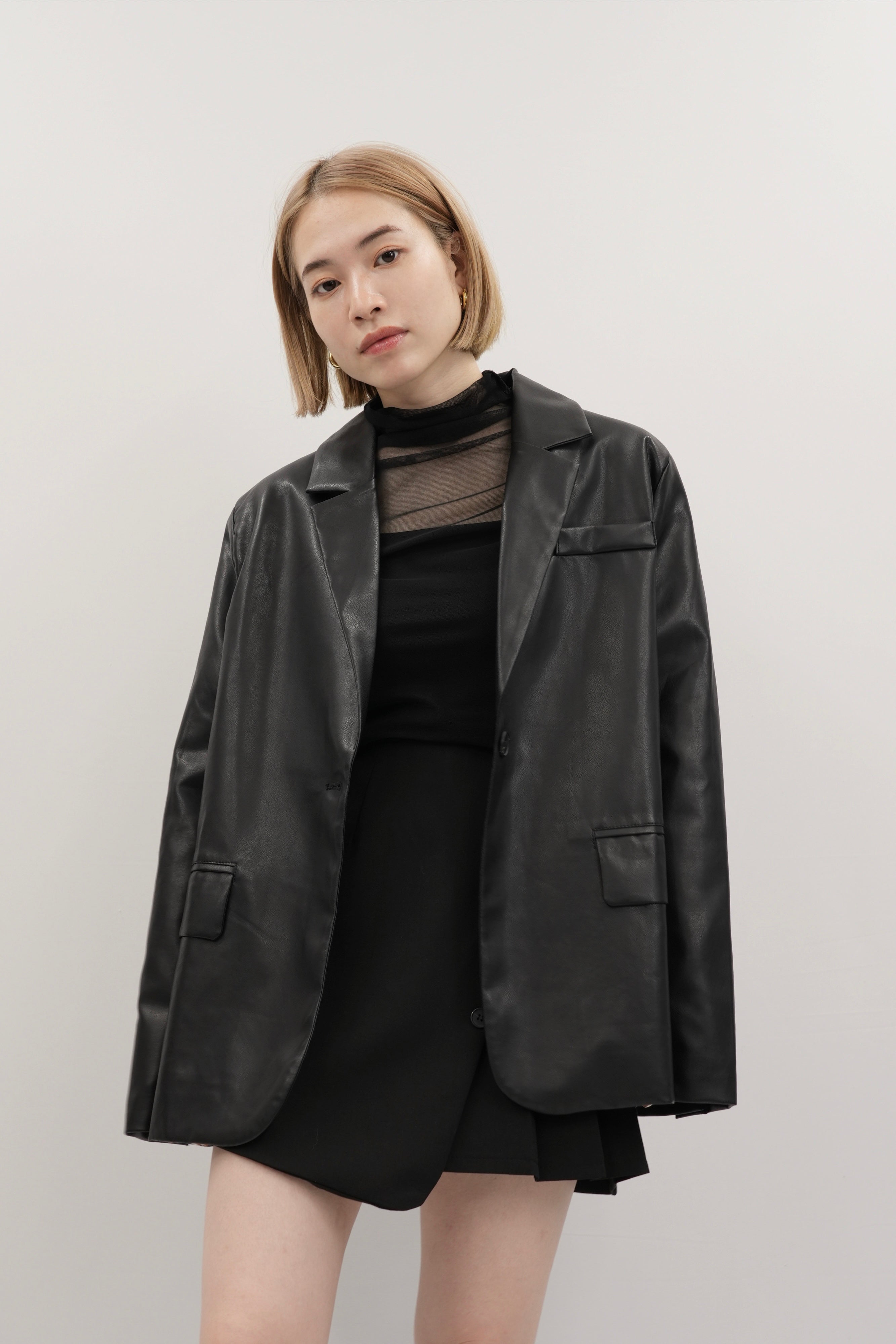faux leather over jacket