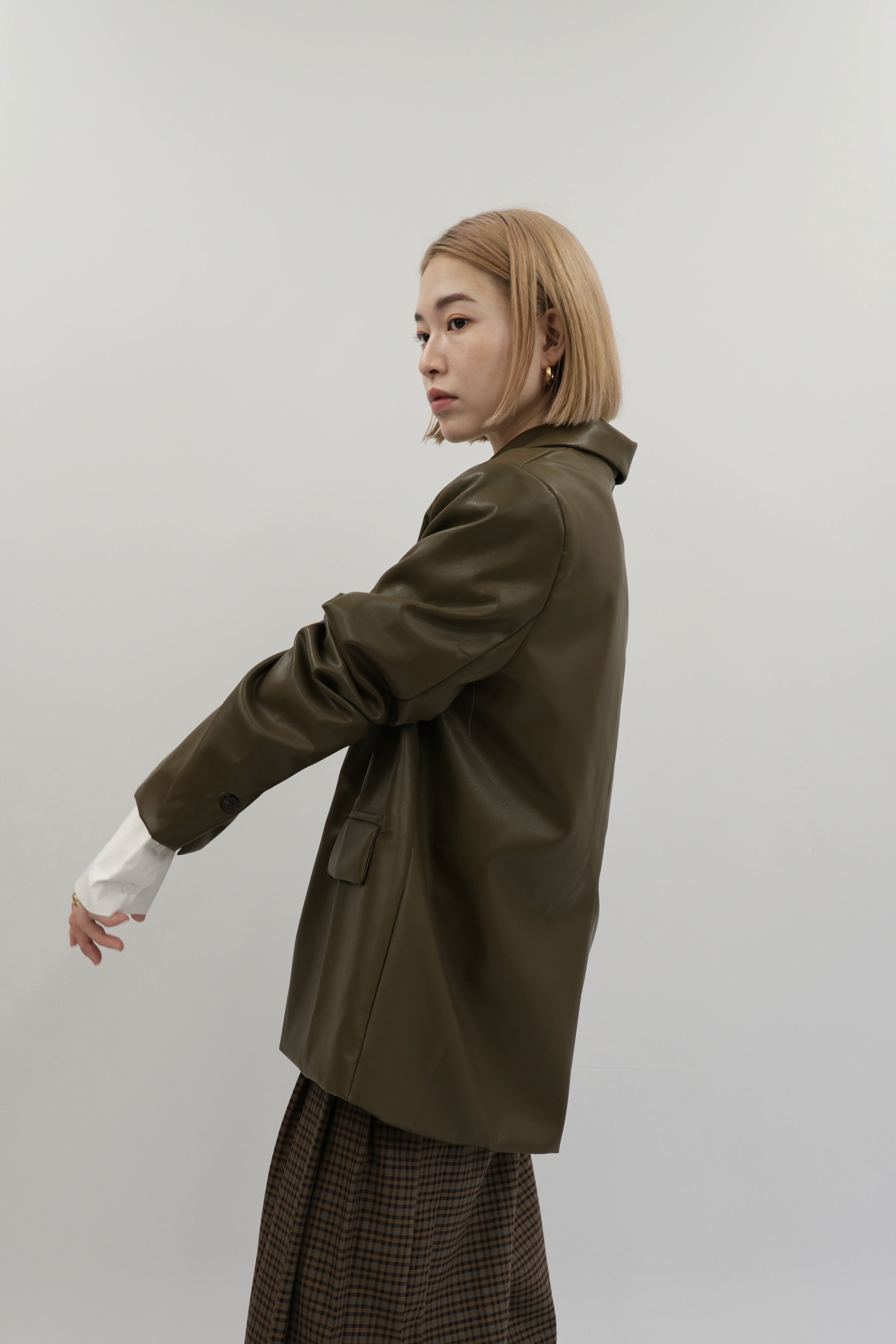 faux leather over jacket