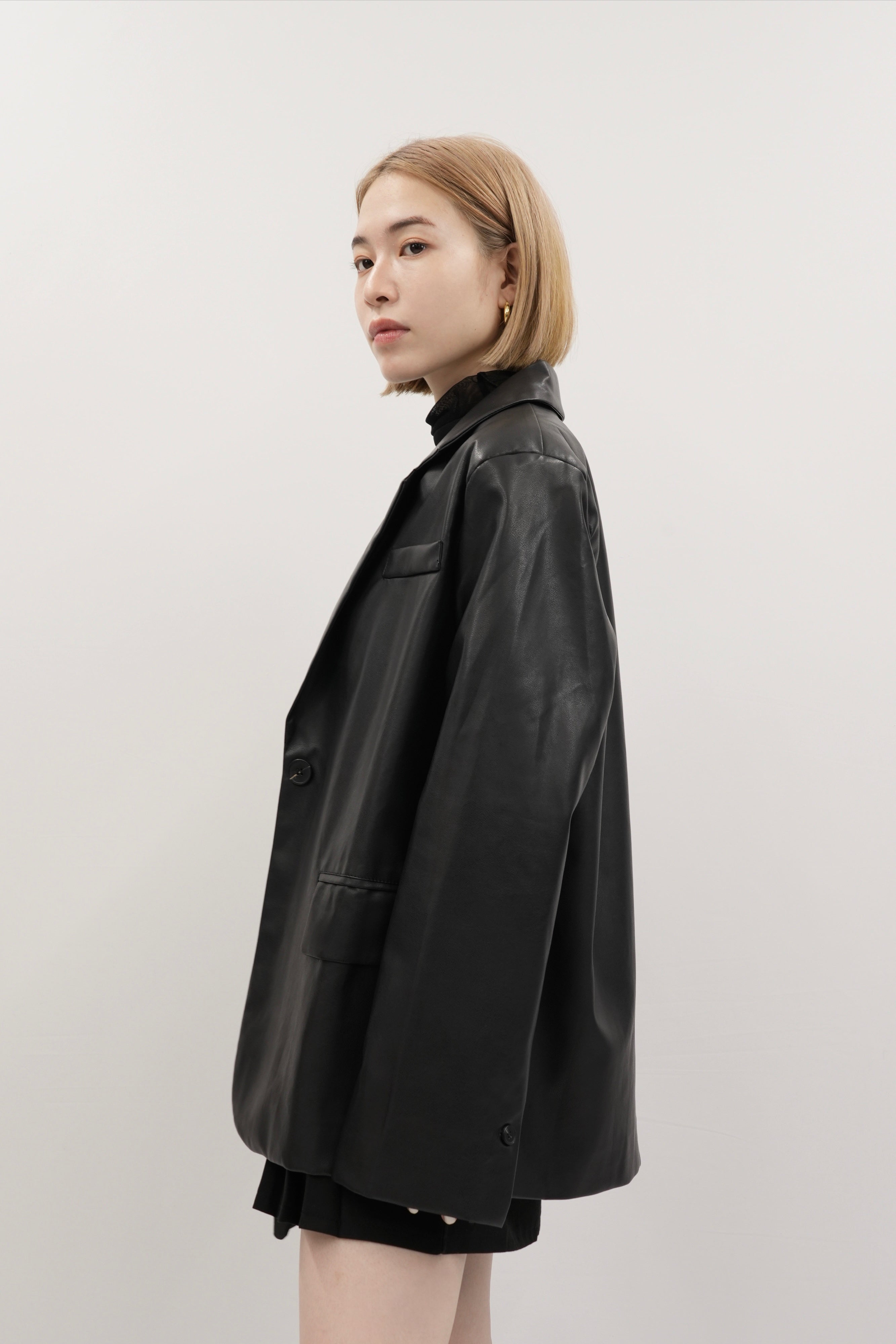 faux leather over jacket