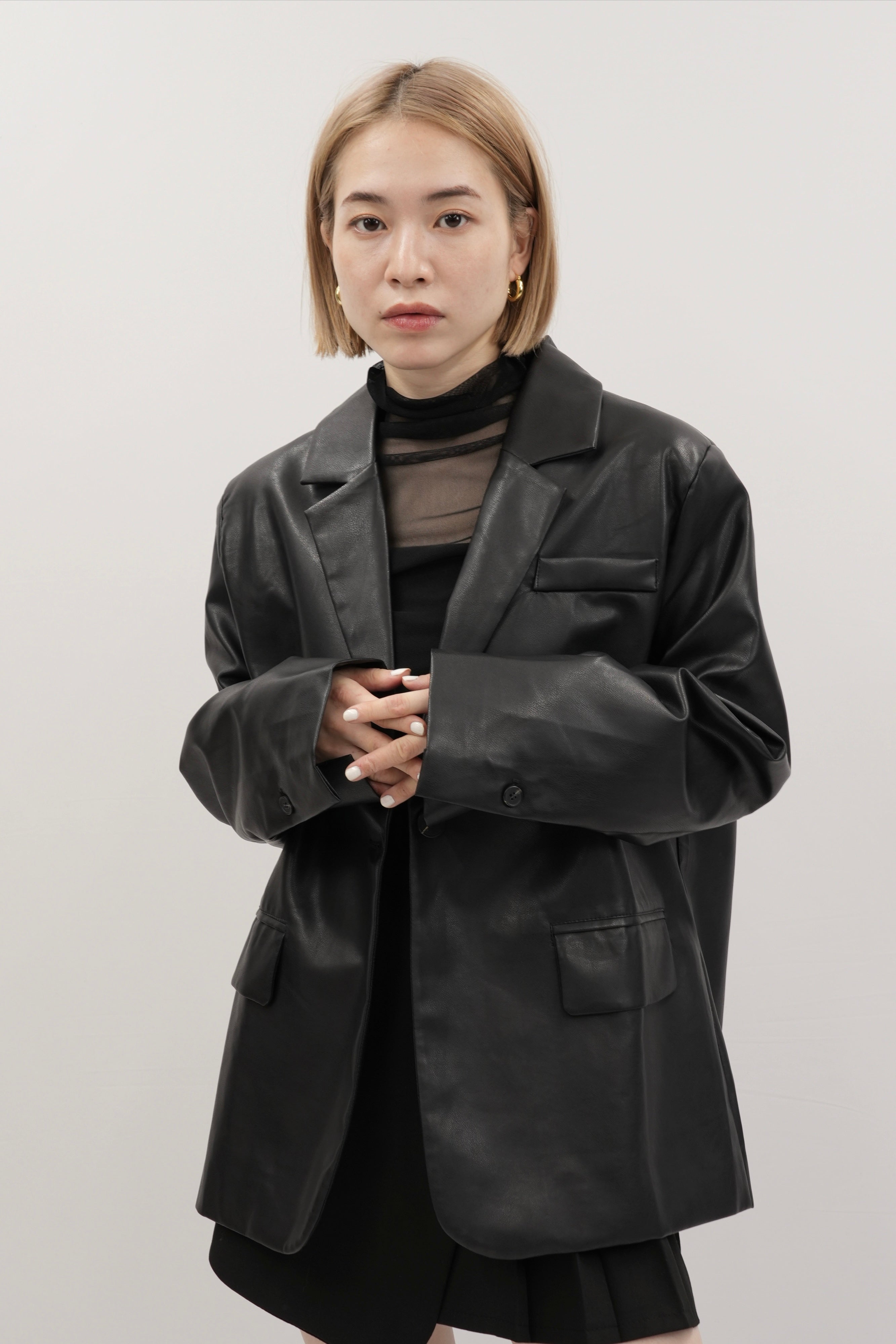 faux leather over jacket